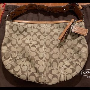 NWOT - Coach brown canvas hobo w/woven handle